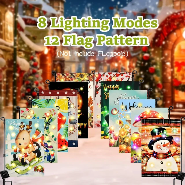 Alt view image 2 of 7 - Lighted Solar Seasonal Garden Flags, 12 x 18 In, Set of 12