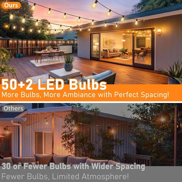 Alt view image 2 of 7 - 100FT Waterproof Solar String Lights with 52 LED Edison Bulbs
