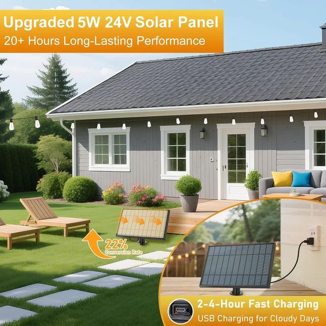 Alt view image 4 of 7 - 100FT Waterproof Solar String Lights with 52 LED Edison Bulbs