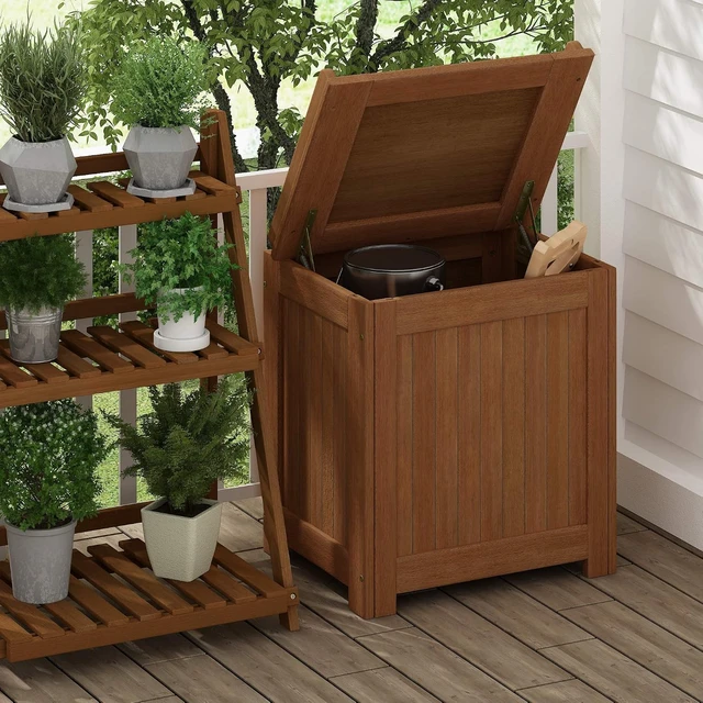 Alt view image 2 of 6 - TIOMAN Outdoor Storage with Lift-Up Hinged Lid, Natural