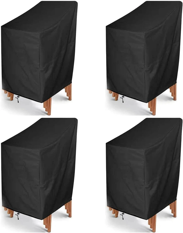 Main image of Waterproof Stackable Chair Covers for 4-6 Dining Chairs, 25"W x 25"D x 47"H Patio Furniture Stack Cover, 4 Pack