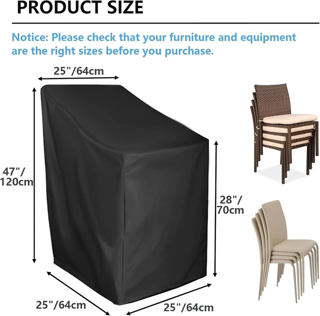 Alt view image 2 of 7 - Waterproof Stackable Chair Covers for 4-6 Dining Chairs, 25"W x 25"D x 47"H Patio Furniture Stack Cover, 4 Pack