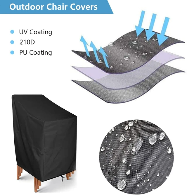 Alt view image 3 of 7 - Waterproof Stackable Chair Covers for 4-6 Dining Chairs, 25"W x 25"D x 47"H Patio Furniture Stack Cover, 4 Pack