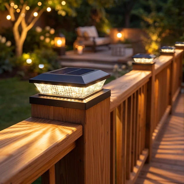 Alt view image 7 of 7 - Black 2-Color Solar Post Cap Lights for 4x4 Wooden/Vinyl Posts, Waterproof Fence Light for Deck, Patio & Porch, 16 Pack