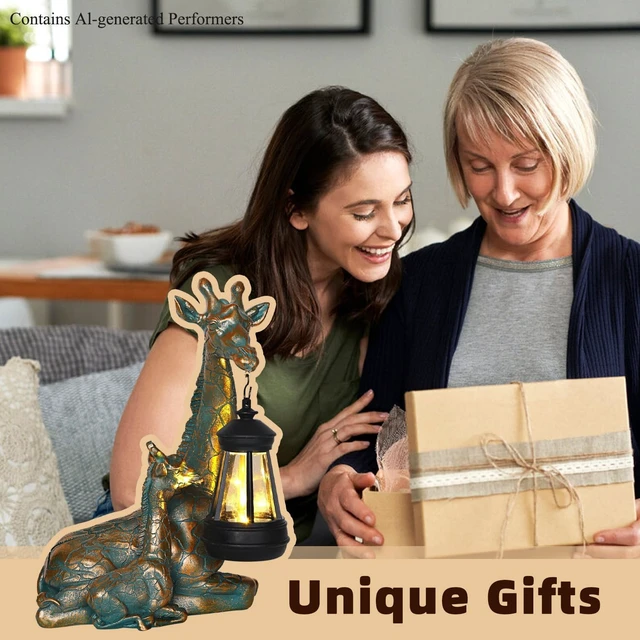 Alt view image 3 of 7 - Mother & Baby Giraffe Solar Garden Statue with Lantern