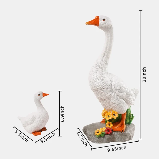 Alt view image 3 of 7 - 20-Inch Mom & Baby Goose Garden Statue, Big Resin Porch & Yard Décor, Outdoor Geese Figurine, 2 Pack, Gift for Mom