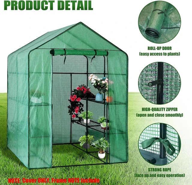 Alt view image 3 of 7 - Walk-In Greenhouse Replacement Cover, 56×56×76 inch (Frame Not Included)