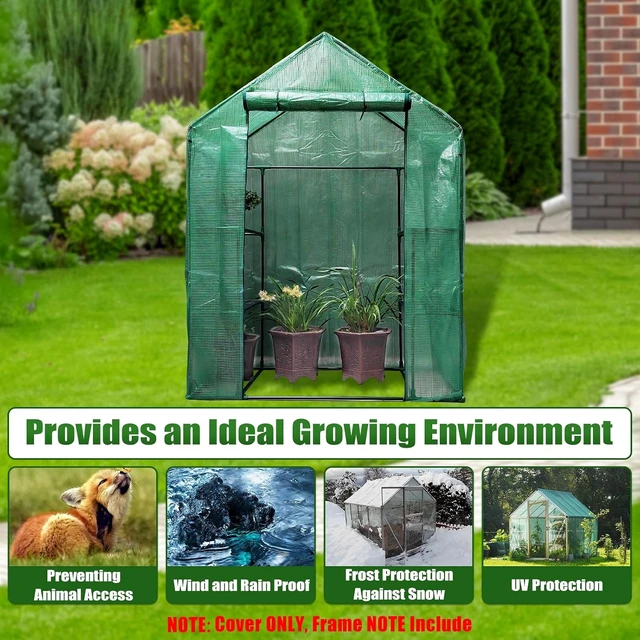 Alt view image 4 of 7 - Walk-In Greenhouse Replacement Cover, 56×56×76 inch (Frame Not Included)
