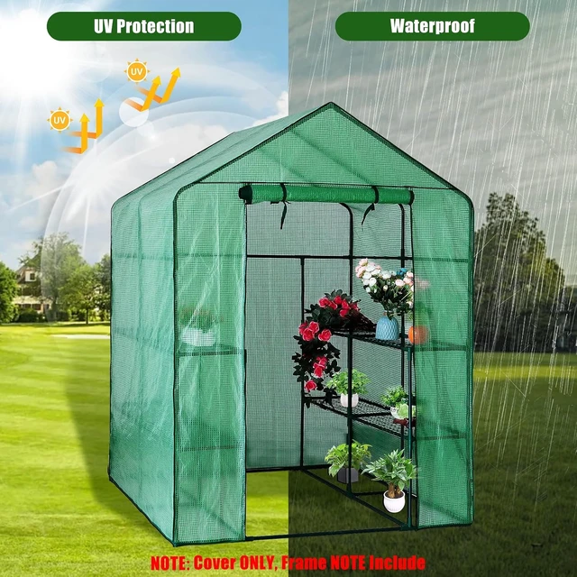 Alt view image 6 of 7 - Walk-In Greenhouse Replacement Cover, 56×56×76 inch (Frame Not Included)
