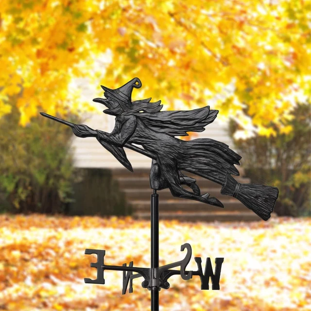 Alt view image 6 of 6 - Black Flying Witch Garden Weathervane