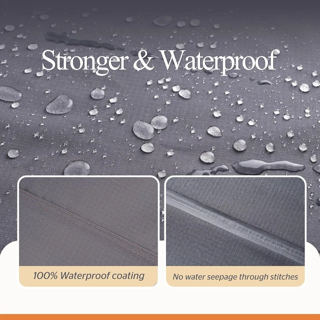 Alt view image 4 of 7 - Grey Extra-Large Waterproof Patio Furniture Set Cover, 180 x 96 x 36