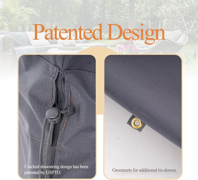Alt view image 6 of 7 - Grey Extra-Large Waterproof Patio Furniture Set Cover, 180 x 96 x 36