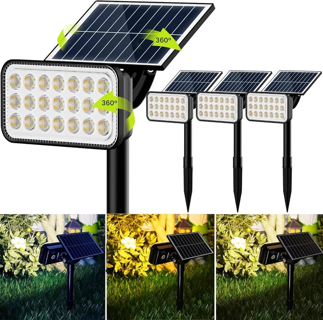 Main image of 84-LED Solar Spotlights with 5 Modes & 360° Adjustable Head, IP65 Waterproof Super Bright for Yard, Garden, Lawn & Pathway, 4 Pack