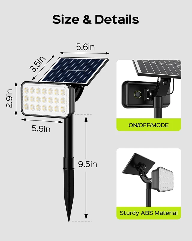 Alt view image 5 of 7 - 84-LED Solar Spotlights with 5 Modes & 360° Adjustable Head, IP65 Waterproof Super Bright for Yard, Garden, Lawn & Pathway, 4 Pack