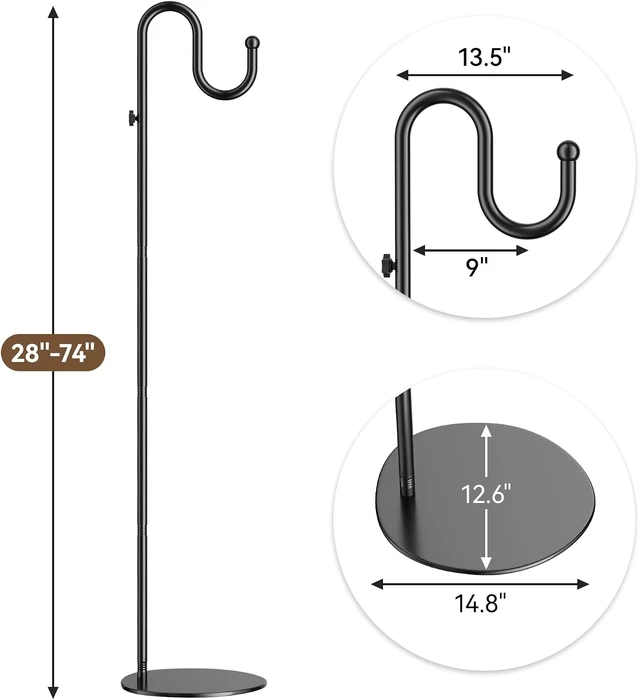 Alt view image 3 of 7 - 74" Shepherds Hook Stand for Hanging Bird Feeders, Wind Chimes & Plants