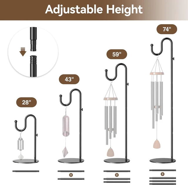 Alt view image 4 of 7 - 74" Shepherds Hook Stand for Hanging Bird Feeders, Wind Chimes & Plants