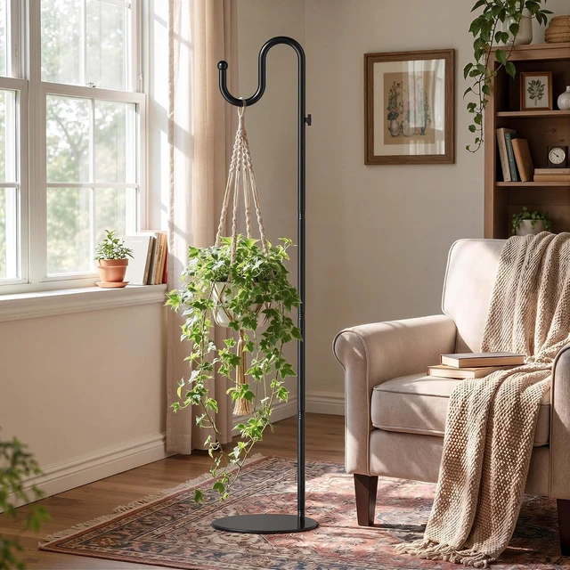 Alt view image 6 of 7 - 74" Shepherds Hook Stand for Hanging Bird Feeders, Wind Chimes & Plants