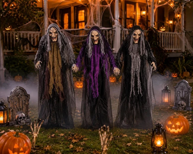 Alt view image 2 of 7 - 3.6ft Halloween Witches Outdoor Yard Stakes Decor, 3pc