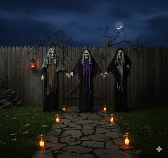 Alt view image 5 of 7 - 3.6ft Halloween Witches Outdoor Yard Stakes Decor, 3pc