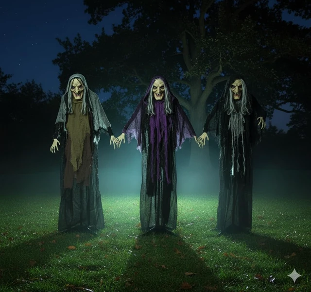 Alt view image 6 of 7 - 3.6ft Halloween Witches Outdoor Yard Stakes Decor, 3pc