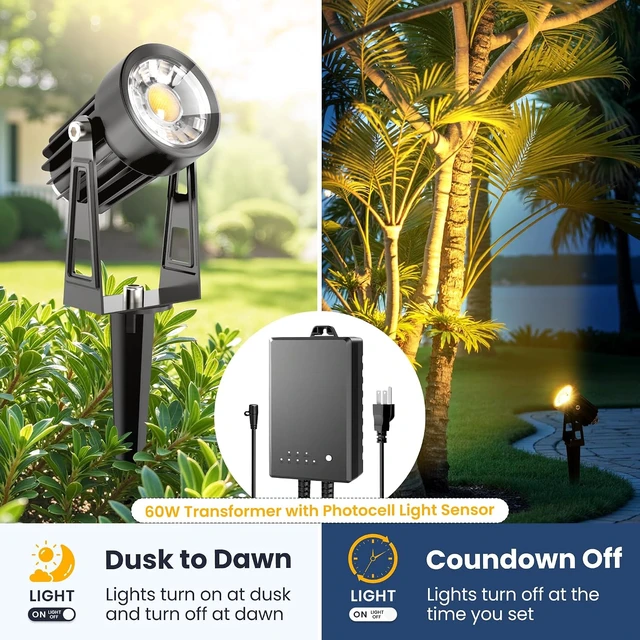 Alt view image 3 of 7 - 8-Pack Low Voltage Landscape Spot Lights with 60W Transformer & 65FT Wire