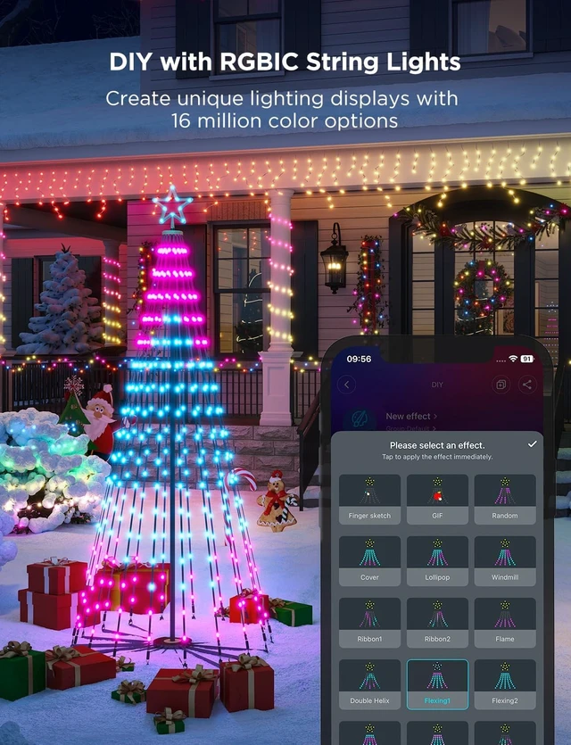 Alt view image 2 of 7 - 6.1ft RGBIC Christmas Cone Tree Lights, 316 LEDs