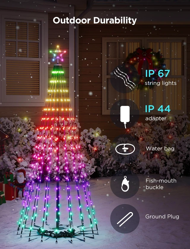 Alt view image 4 of 7 - 6.1ft RGBIC Christmas Cone Tree Lights, 316 LEDs