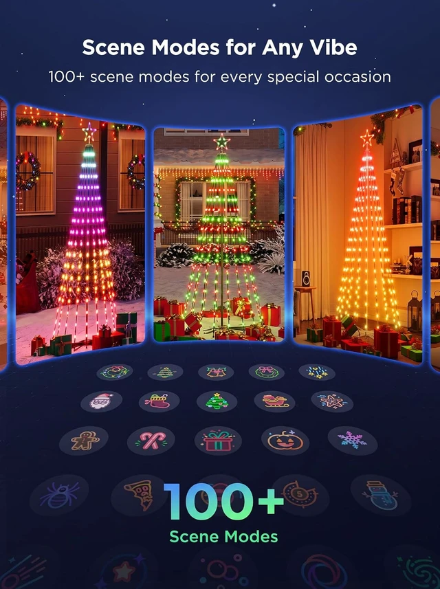 Alt view image 3 of 7 - 6.1ft RGBIC Christmas Cone Tree Lights, 316 LEDs