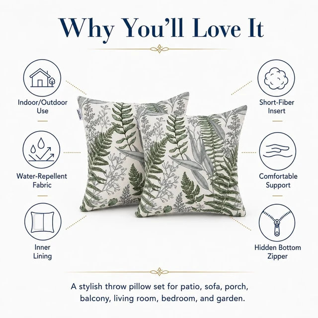 Alt view image 6 of 7 - 18×18 Inch Outdoor Decorative Throw Pillows with Inserts