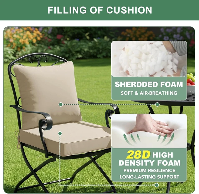 Alt view image 4 of 7 - Cream Patio Chair Cushions, 22 x 22 Inch, Set of 4