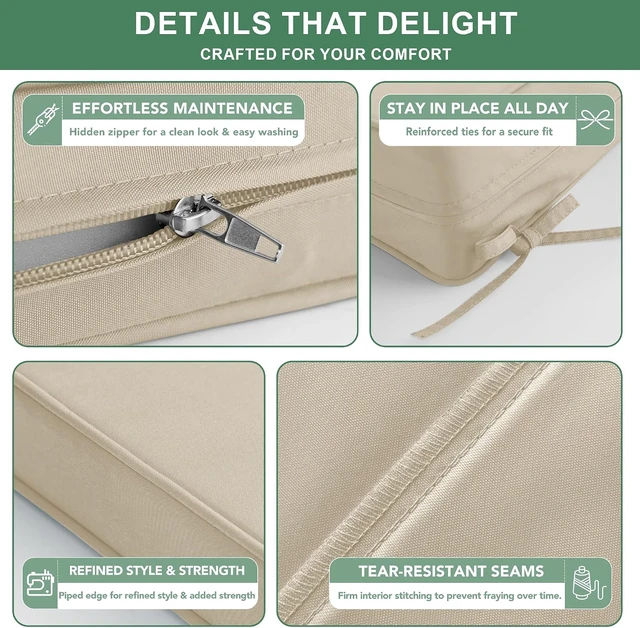 Alt view image 5 of 7 - Cream Patio Chair Cushions, 22 x 22 Inch, Set of 4