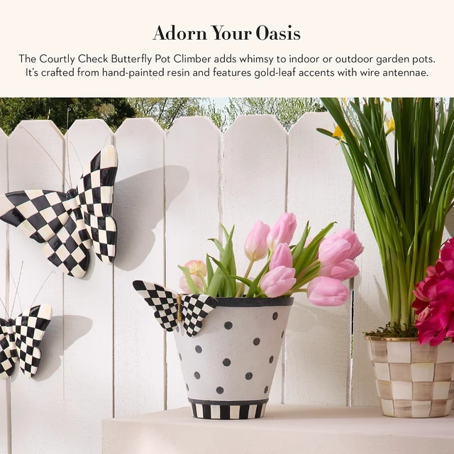 Alt view image 2 of 6 - Courtly Check Butterfly Resin Pot Climber