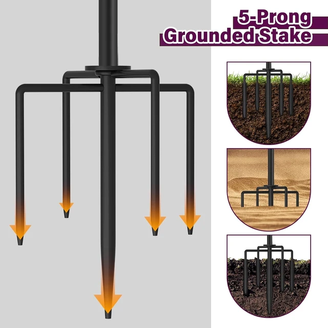 Alt view image 4 of 7 - 6-Pack Outdoor Citronella Torches with 5-Prong Grounded Stake