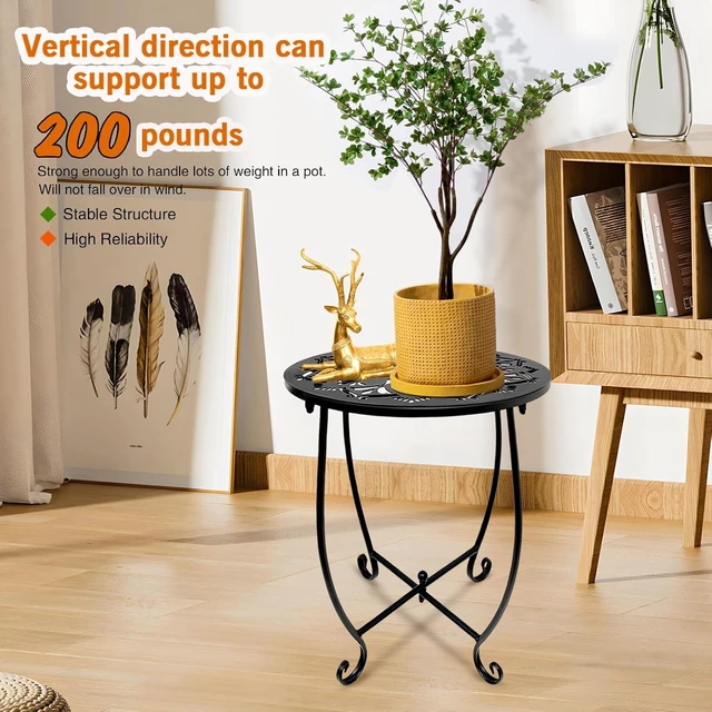 Alt view image 5 of 7 - 2 Pack 14" Round Outdoor Side Tables Weather Resistant Metal Patio End Table for Yard, Porch, Balcony, Garden, Bedside & Plant Stand