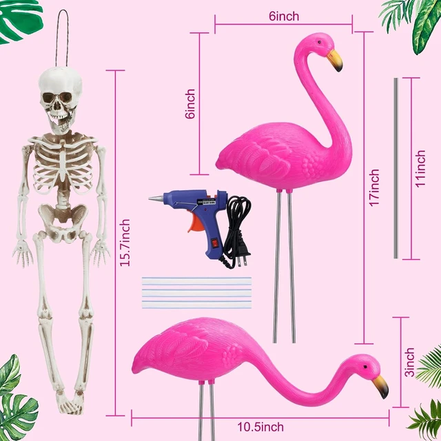 Alt view image 2 of 6 - 8 Pcs Classic Halloween Skeleton Flamingo Yard Sign Decor, Pink, S