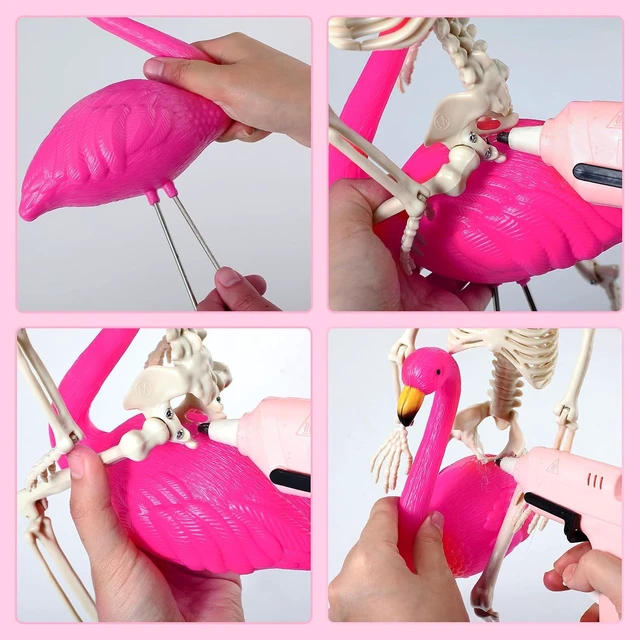 Alt view image 4 of 6 - 8 Pcs Classic Halloween Skeleton Flamingo Yard Sign Decor, Pink, S