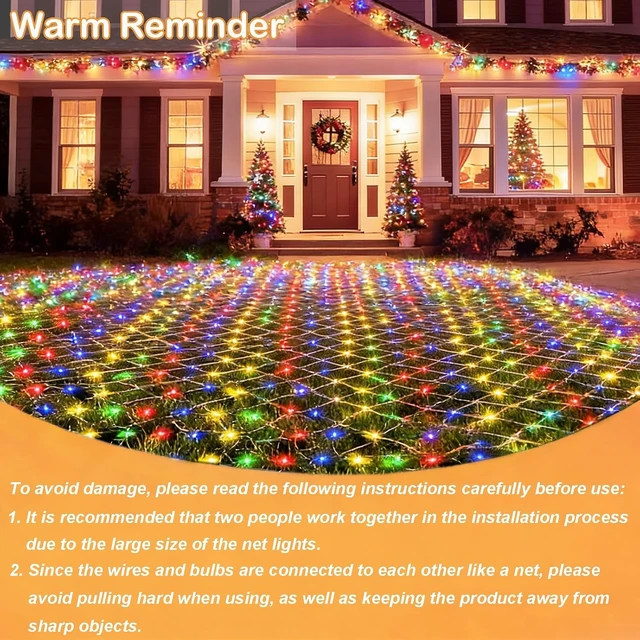 Alt view image 3 of 7 - 360 LED Colorful Christmas Net Lights, 21ft x 5ft Connectable Mesh String Lights, 8 Modes, Waterproof Outdoor Christmas Light for Tree, Bushes, Garden Party Multicolour