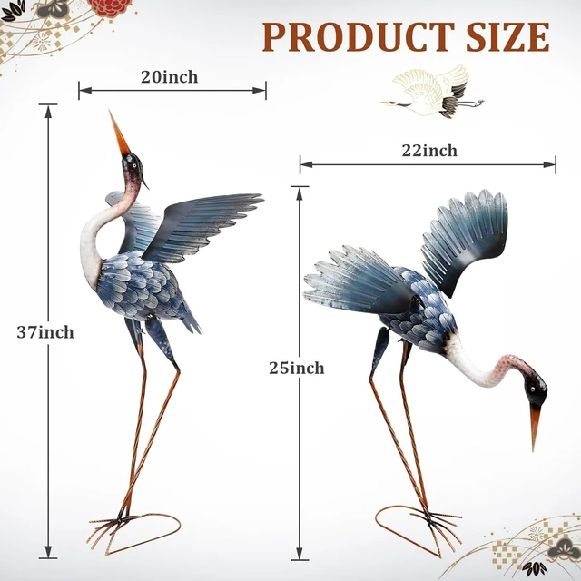 Alt view image 2 of 7 - 2 Pack Blue Heron Outdoor Garden Statues Yard Crane Decoration