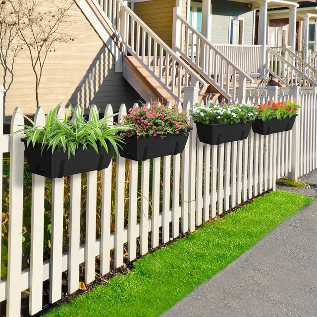 Alt view image 2 of 7 - 6 PCS Black Railing Planter Boxes with Brackets