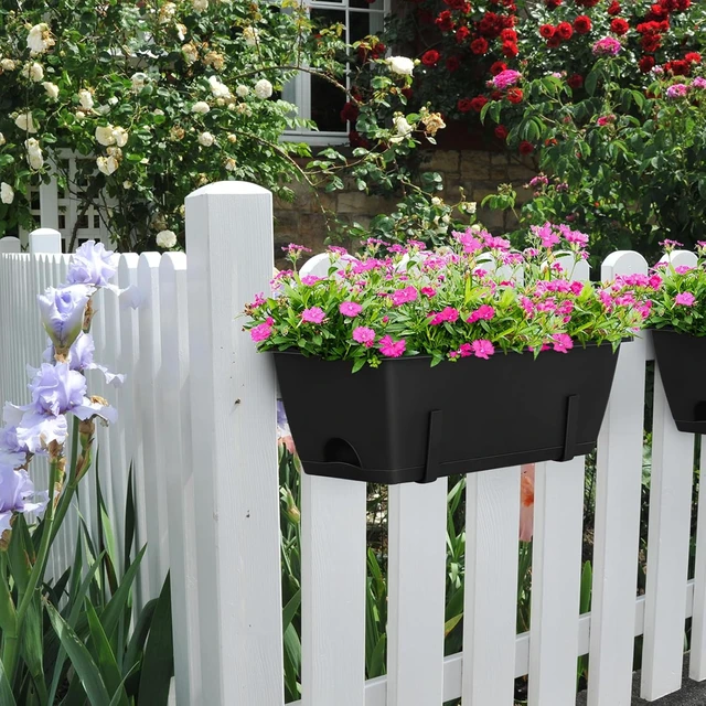 Alt view image 3 of 7 - 6 PCS Black Railing Planter Boxes with Brackets