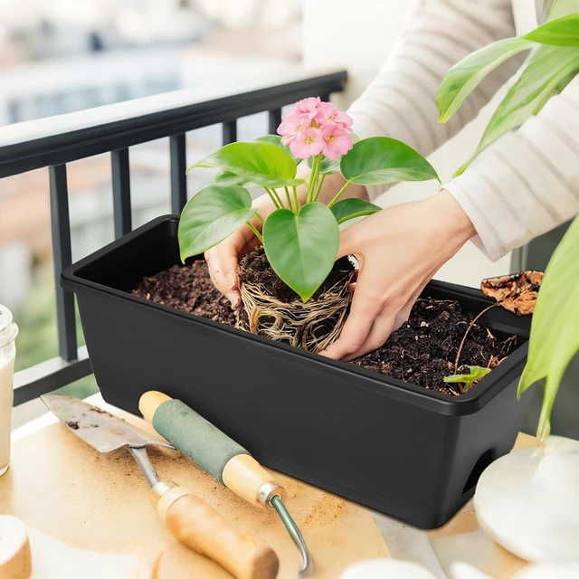 Alt view image 5 of 7 - 6 PCS Black Railing Planter Boxes with Brackets