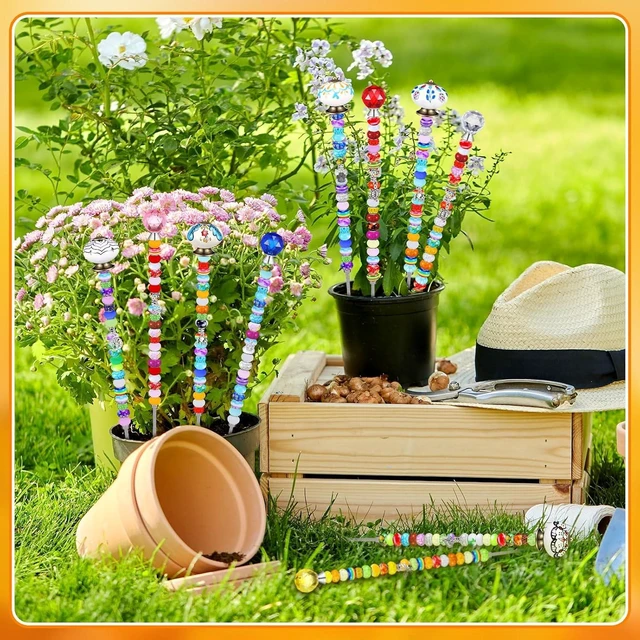 Alt view image 2 of 6 - 248 Pcs Fall DIY Fairy Wand Beaded Stakes Kit for Garden Crafts