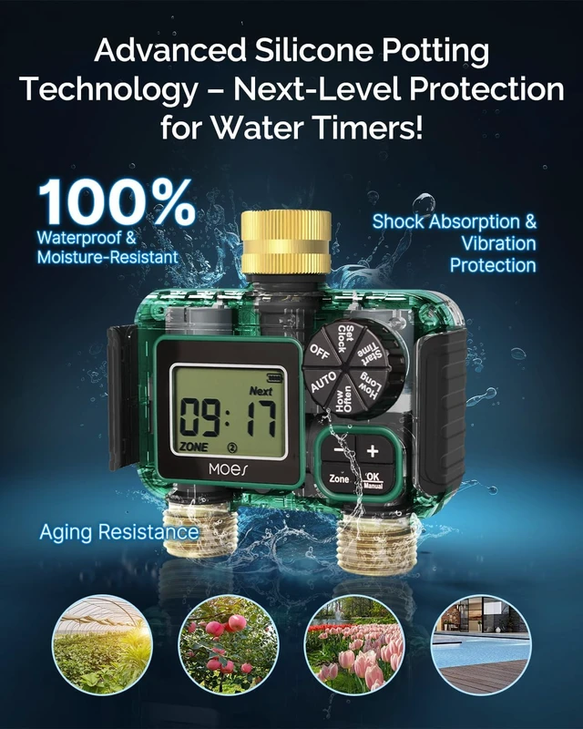 Alt view image 2 of 7 - 2-Zone Garden Hose Sprinkler Timer with Brass Inlet & Outlet
