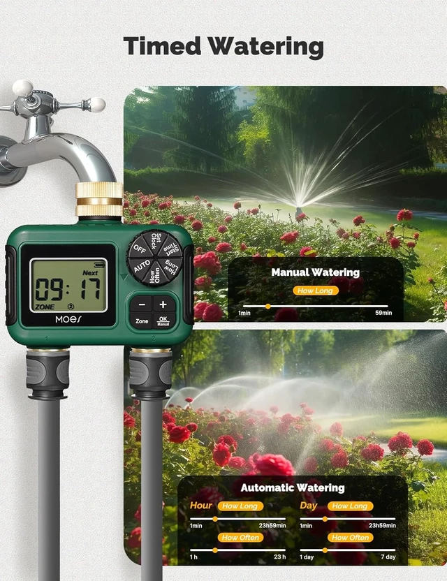 Alt view image 5 of 7 - 2-Zone Garden Hose Sprinkler Timer with Brass Inlet & Outlet