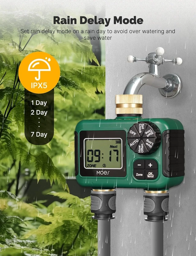 Alt view image 6 of 7 - 2-Zone Garden Hose Sprinkler Timer with Brass Inlet & Outlet