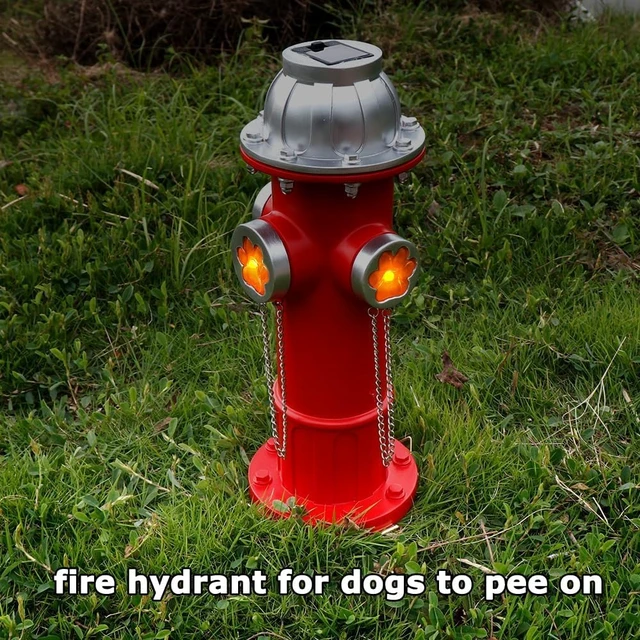 Alt view image 3 of 6 - 14.5" Solar Fire Hydrant Statue for Dogs to Pee On, with Glowing Paw Prints, Garden Lawn Outdoor Decoration