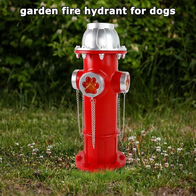 Alt view image 4 of 6 - 14.5" Solar Fire Hydrant Statue for Dogs to Pee On, with Glowing Paw Prints, Garden Lawn Outdoor Decoration