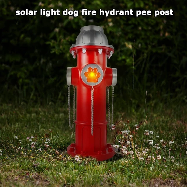 Alt view image 2 of 6 - 14.5" Solar Fire Hydrant Statue for Dogs to Pee On, with Glowing Paw Prints, Garden Lawn Outdoor Decoration