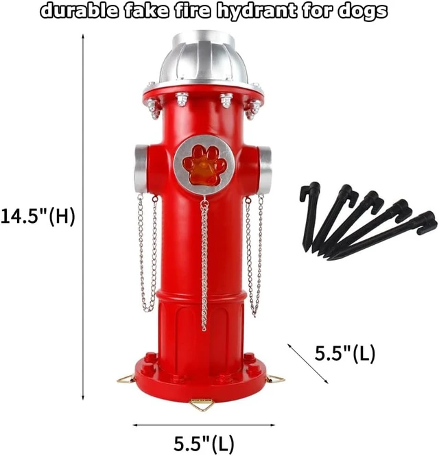 Alt view image 6 of 6 - 14.5" Solar Fire Hydrant Statue for Dogs to Pee On, with Glowing Paw Prints, Garden Lawn Outdoor Decoration