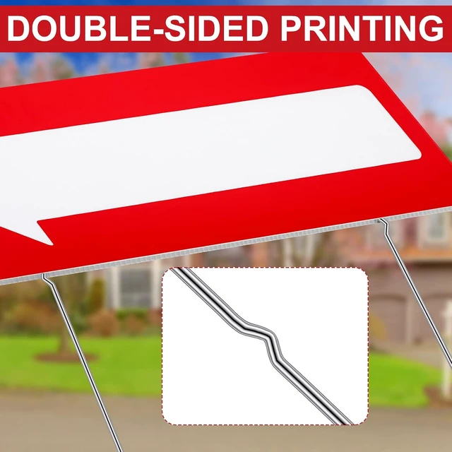 Alt view image 3 of 6 - 12 Pcs 17 x 6 Inch Red Corrugated Plastic Arrow Yard Signs Double Sided Directional Stakes with 12 Inch Metal Stakes for Outdoor Lawn Garden Decor